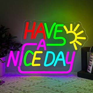 HAVE A NICE DAY Neon Schild Led Schild für Wand Dekor Bar Neonlicht Dimmbar für Schlafzimmer Home Office Wohnzimmer Yoga Studio Café Wellness Bereich Partydeko