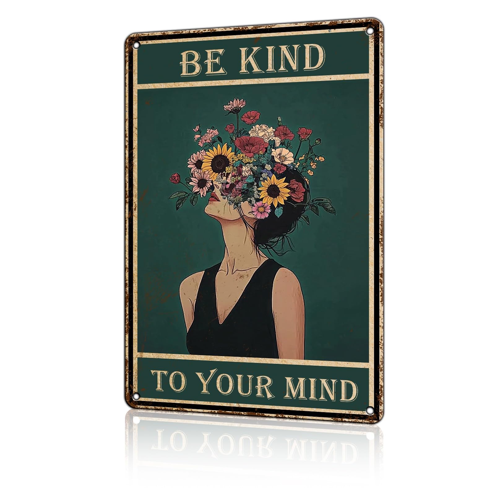 Anceky Funny Garden Decor Be Kind to Your Mind Metal Signs Vintage Garden Tin Sign for Home Outdoor Wall Decor 12×16 Inch