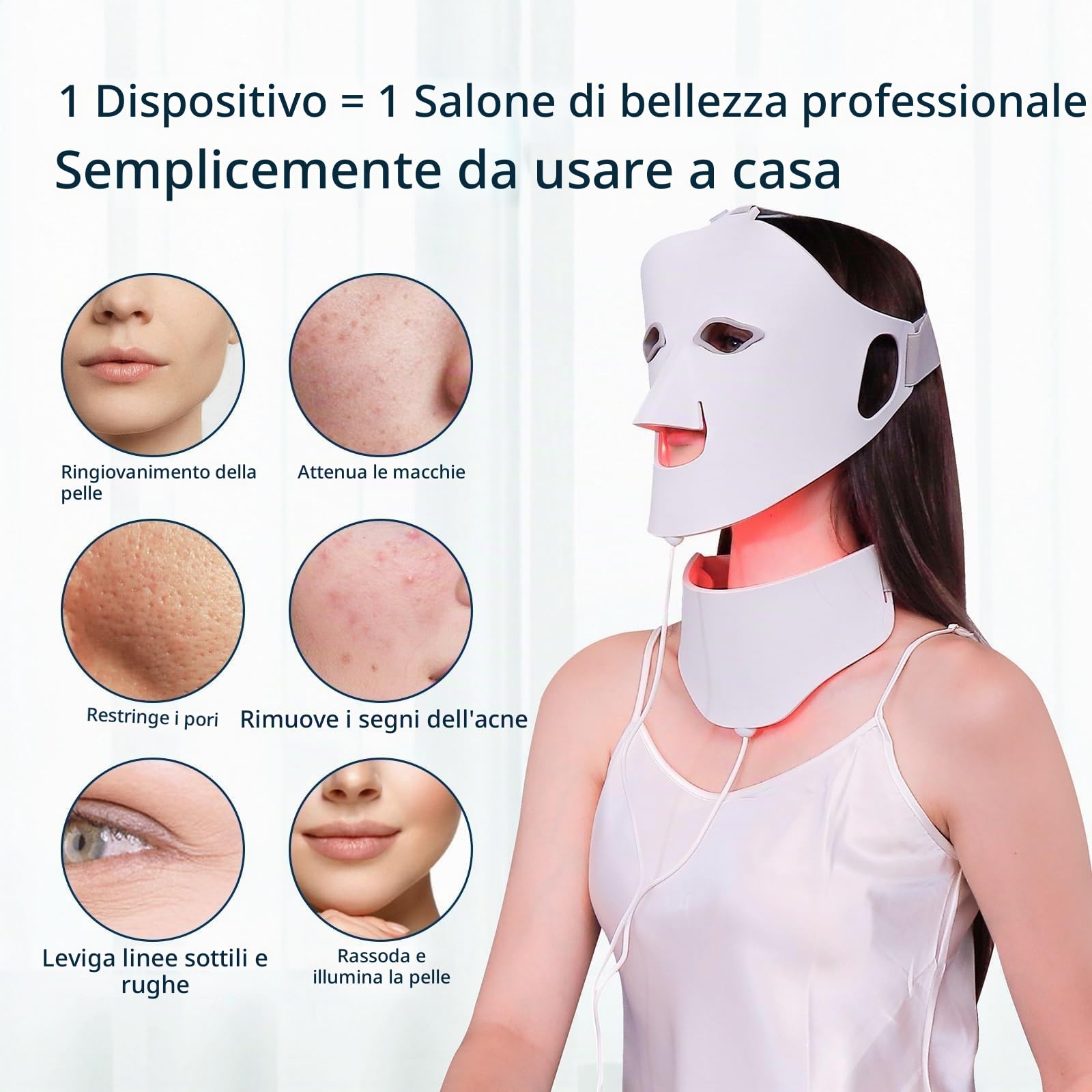 Il silicone molle ha condotto la maschera facciale, la maschera leggera principale del Face&Neck, la maschera principale di terapia della luce del fronte, Firming, la grinza regolare, pelle accende