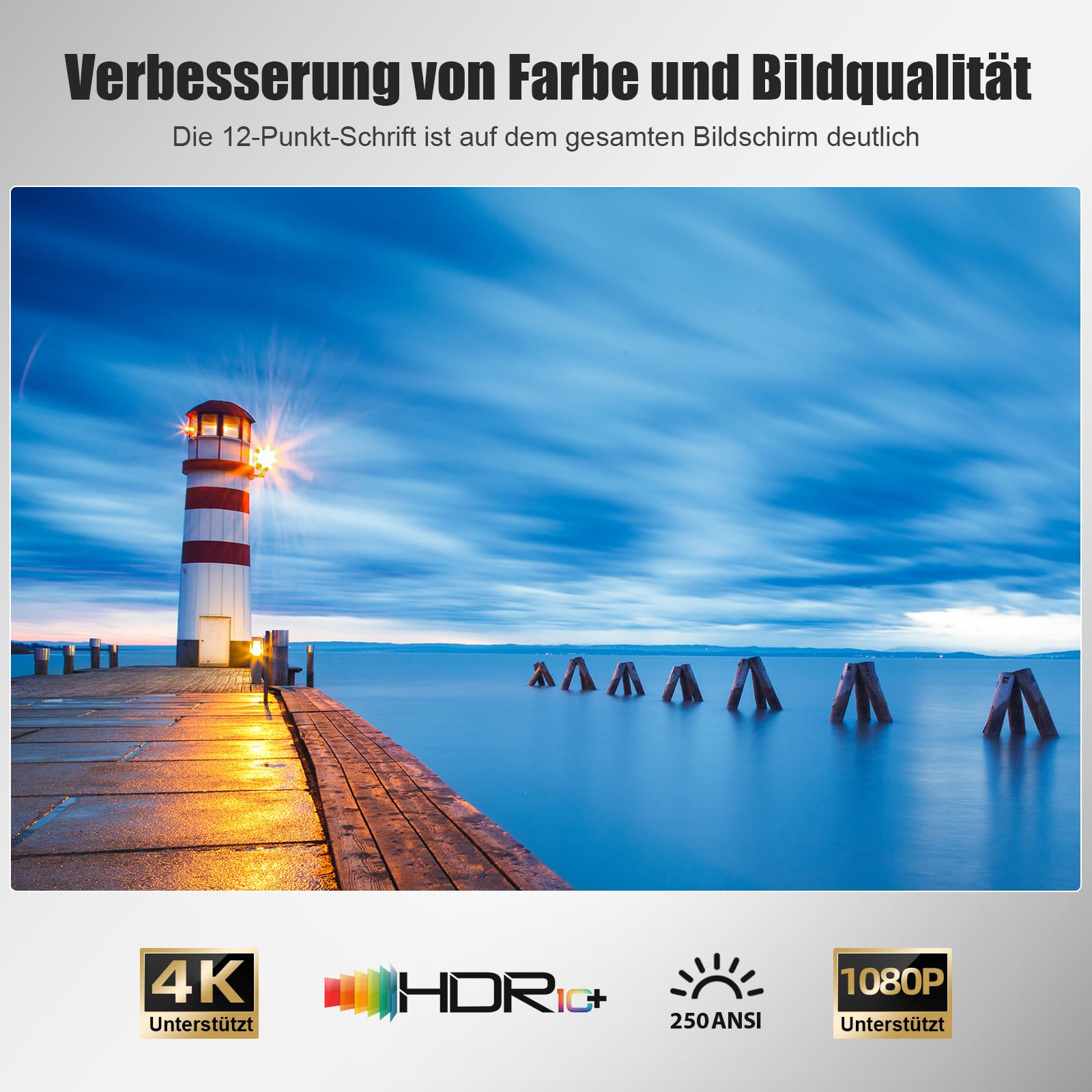 ZDK 2026 Upgrade Mini Beamer Integrierte Apps, Android 14, unterstützt 4K 1080P, Trapezkorrektur, WLAN&BT Beamer 4K Heimkino, Projektor Tragbarer mit um 270° drehbarem Ständer, Kompatibel Laptop/Handy