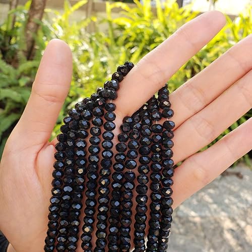 Miniatura 4 de 1000pcs Checa Rondelle facetado Cristal Perlas Sueltas 0.236 in Espaciador Granel Negro Azabache para DIY Artesanía Joyería Fabricación CCR623