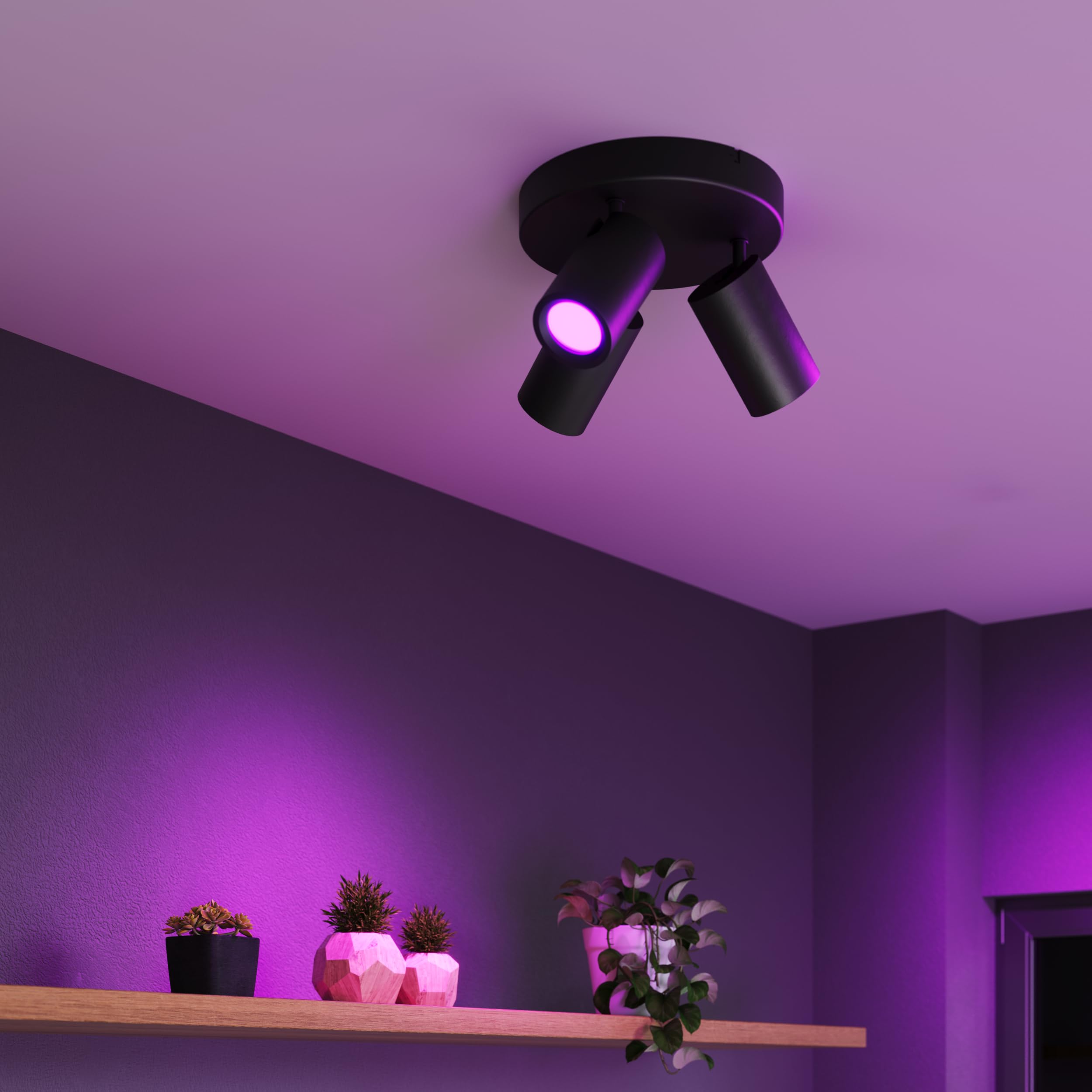 CALEX Smart LED Deckenstrahler, 3-flammig rund, schwenkbar, RGB-Farben & kalt- bis warmweiß Licht, dimmbar, WLAN App- & Sprachsteuerung, Schwarz