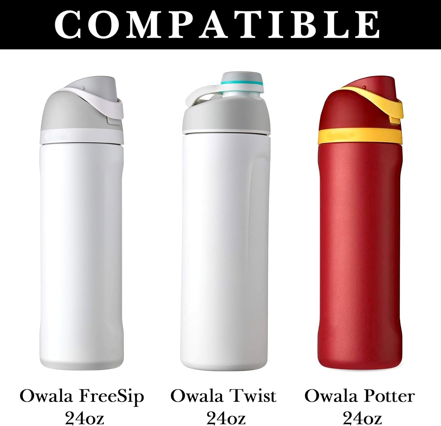 Linkidea Water Bottle Carrier with 2 Strap Compatible with Owala FreeSip 24oz, Waterbottle Sling Bag Holder, Shoulder Strap with Mesh Phone Pocket (Black) - Image 2