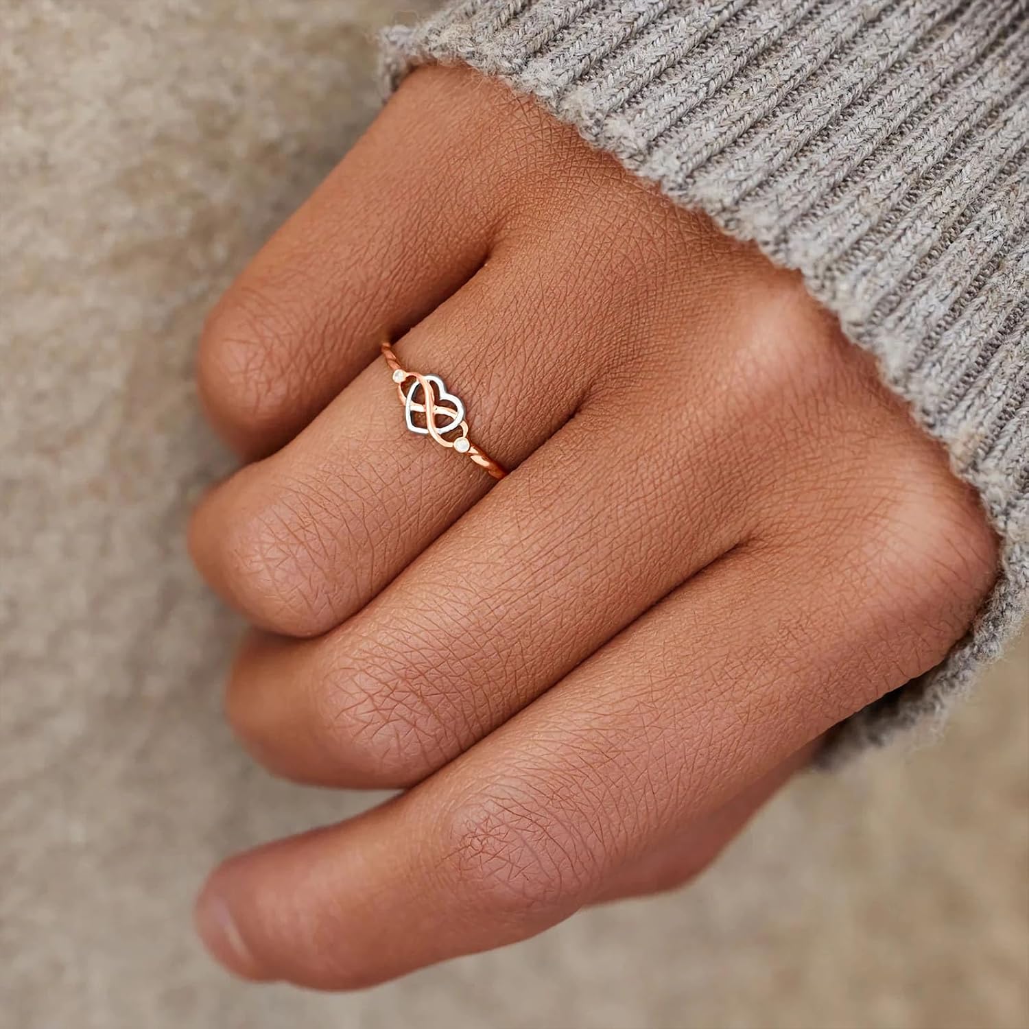 925 Sterling Silver Heart Infinity Knot Rings for Women Teen Girls Mother Daughter Friendship Ring 14K Gold Plated CZ Promise Rings for Her Wedding Ring Birthday Graduation Gifts