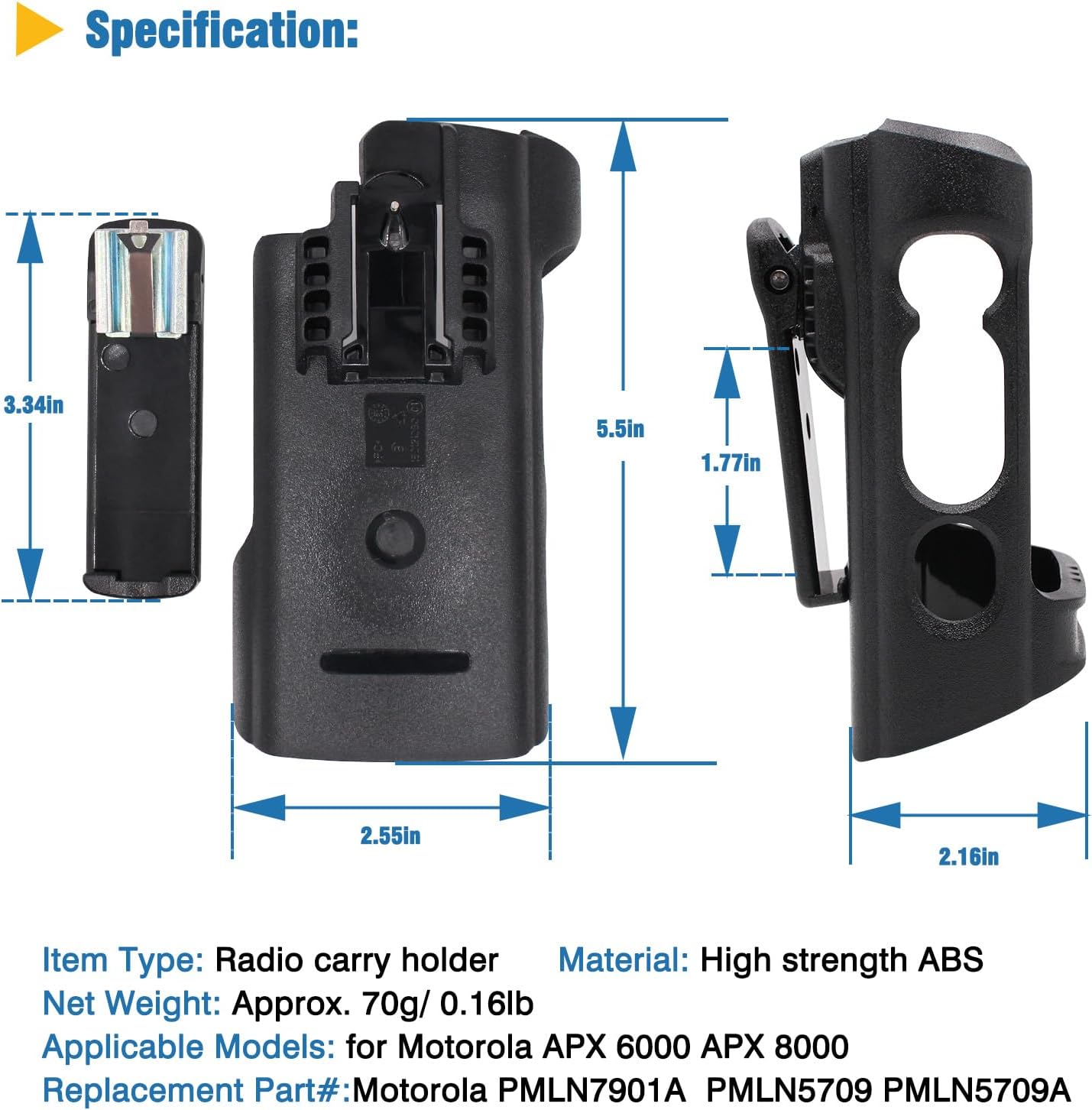 APX 6000 APX 8000 Holster Replacement for Motorola PMLN5709 PMLN5709A APX 6000 APX 8000 Universal Holder Carry Case Models 1.5, 2.5 and 3.5 Portable Radio Top Display and Dual Display