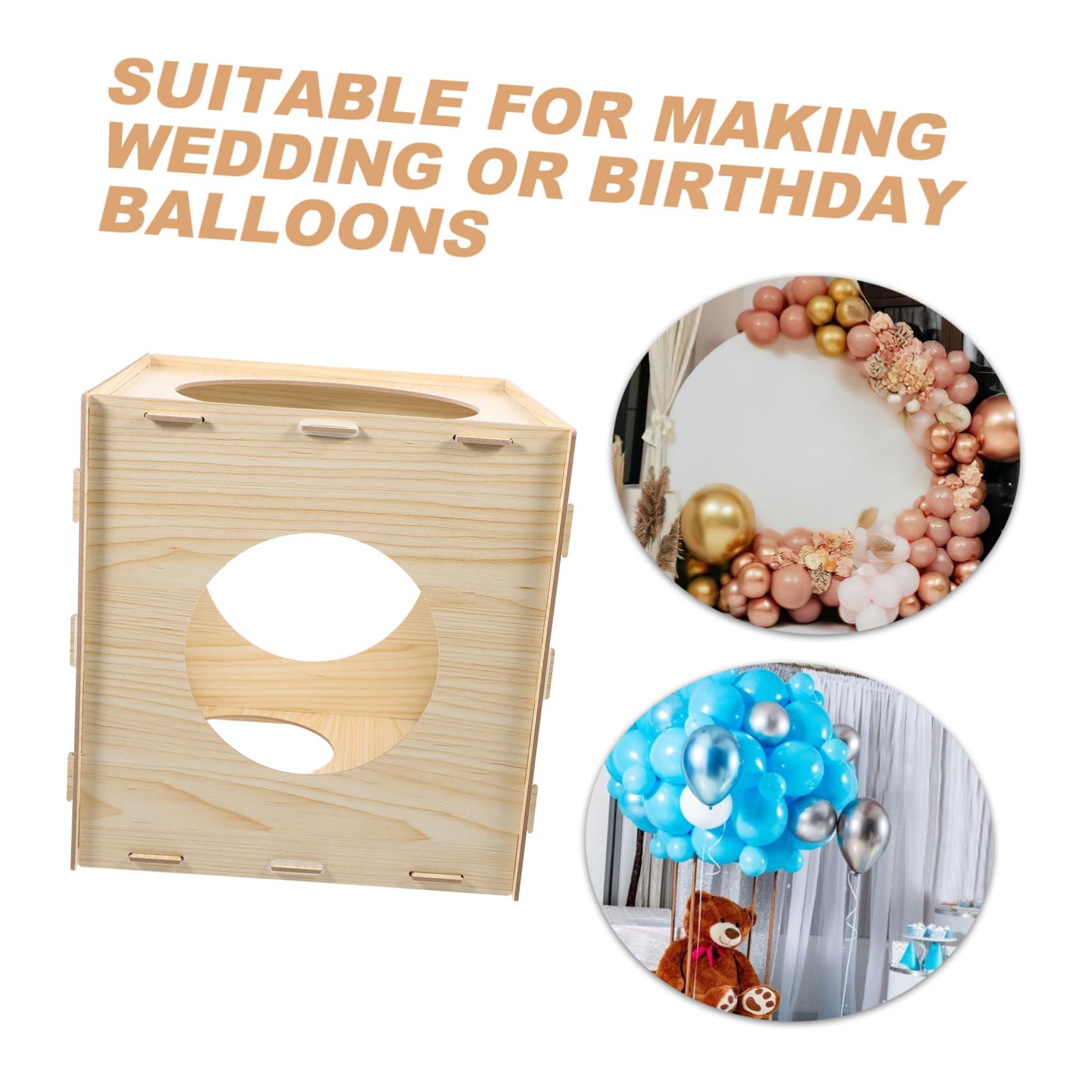 Holz Ballon Größenwürfel Messkasten mit 9 Löchern Einfach zu Zerlegen zur Ballongrößenbestimmung für Geburtstagsfeiern und Andere Feiern