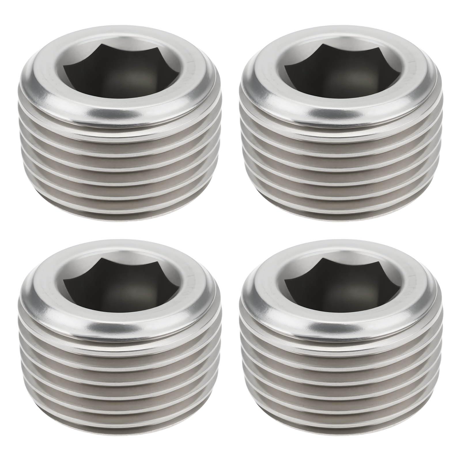 Produktbild von 4 Stück 3/8 NPT Sechskant-Stopfen Aus Edelstahl 304 – Für Luft- Und Wasserleitungen, Korrosionsbeständig, Dichtung