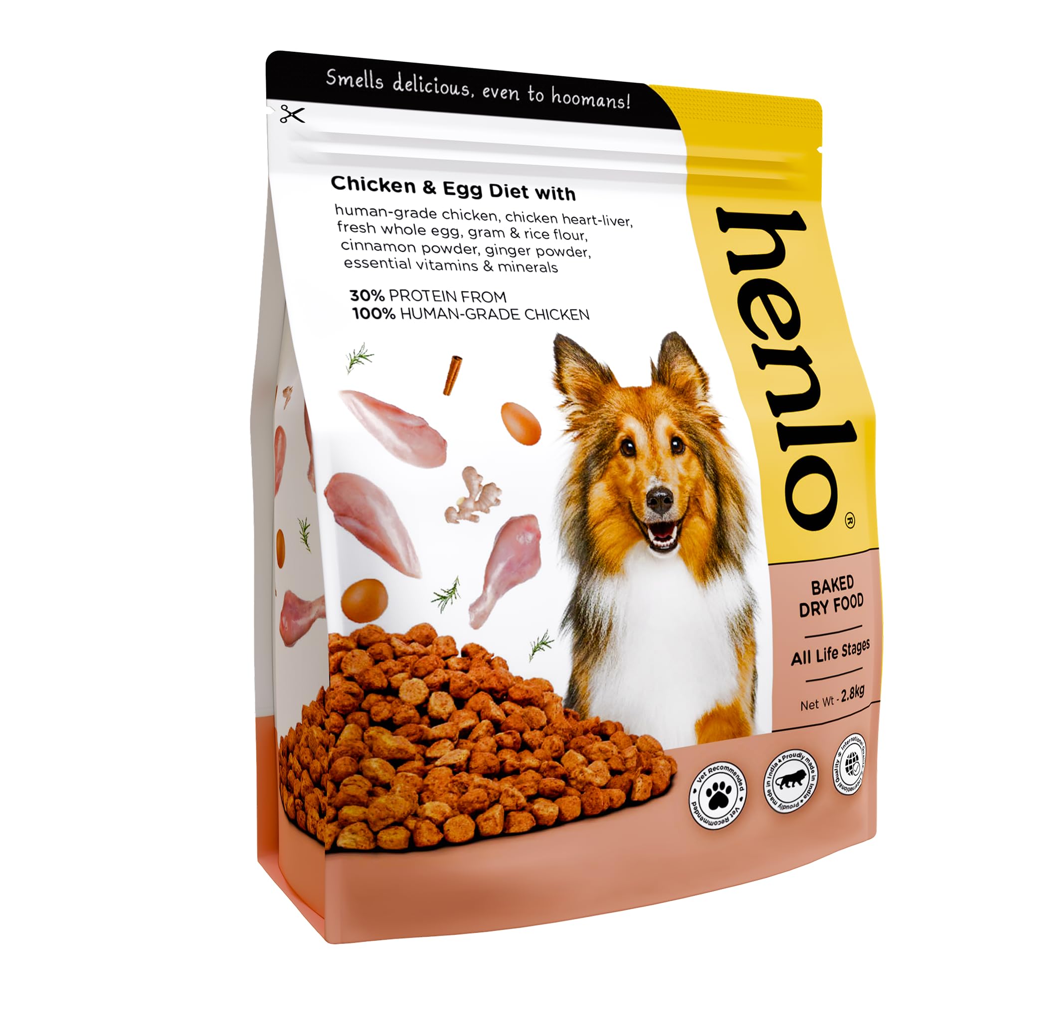 Chicken and Egg Baked Dry Dog Food for Adult and Puppy Dogs | 2.8KG | 100% Human-Grade Ingredients | Nutritionally Balanced Healthy Dog Food