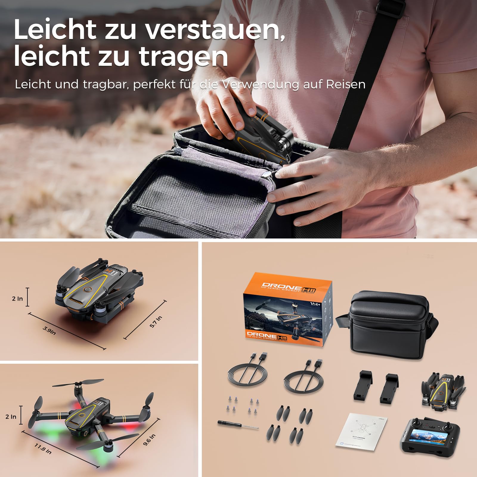 GPS drohne mit kamera EIS 4K für anfänger&kinder,4.5''HD-Bildschirm FPV RC mini Drone mit follow me funktion,Erwachsene quadrocopter mit 2 Akkus,Fernübertragung,automatischer Rückkehr,C0