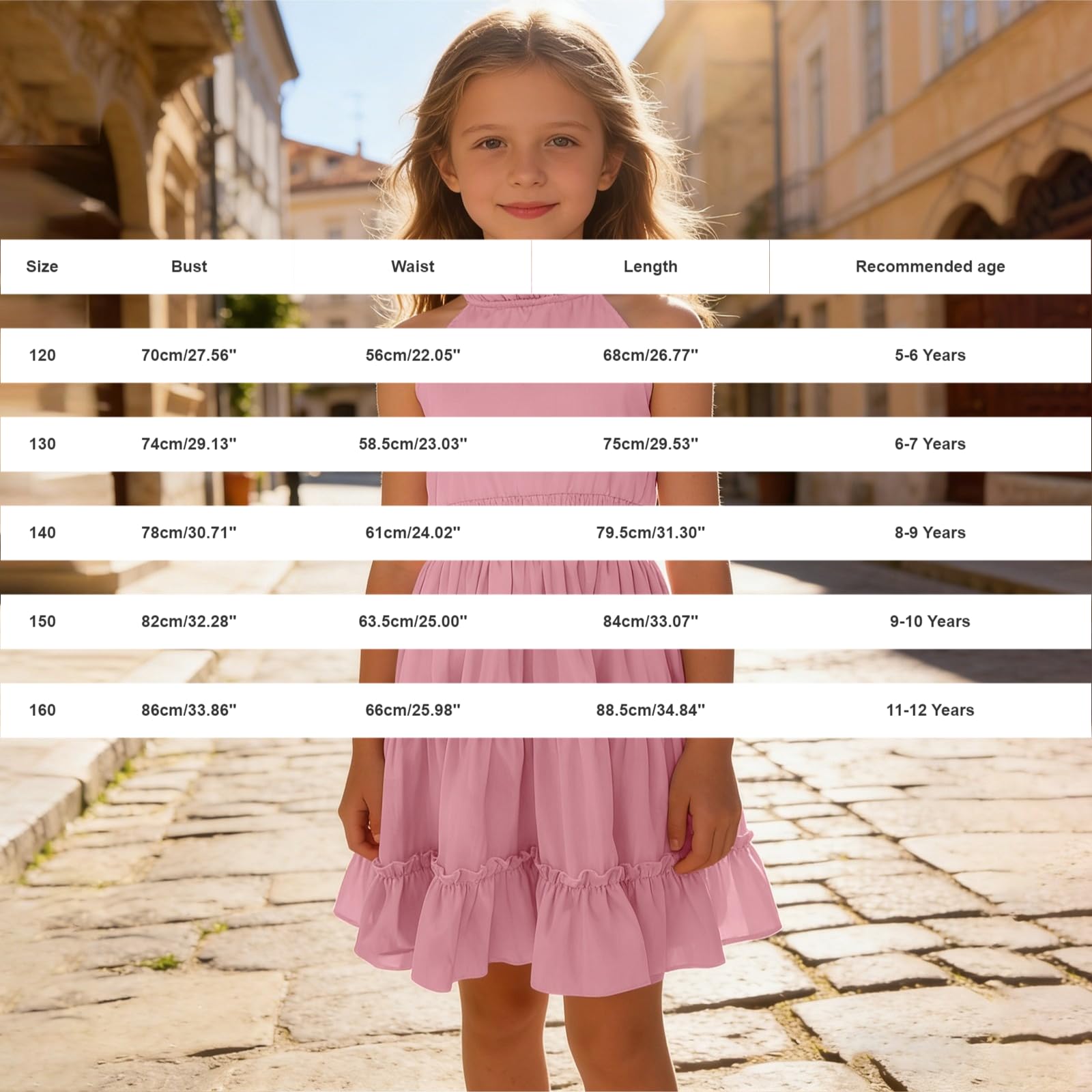 Vestito estivo per ragazze con spalle scoperte casual fluente punto smocked A Line Dress bambini senza maniche Swing abiti da festa con volant a strati prendisole festivo