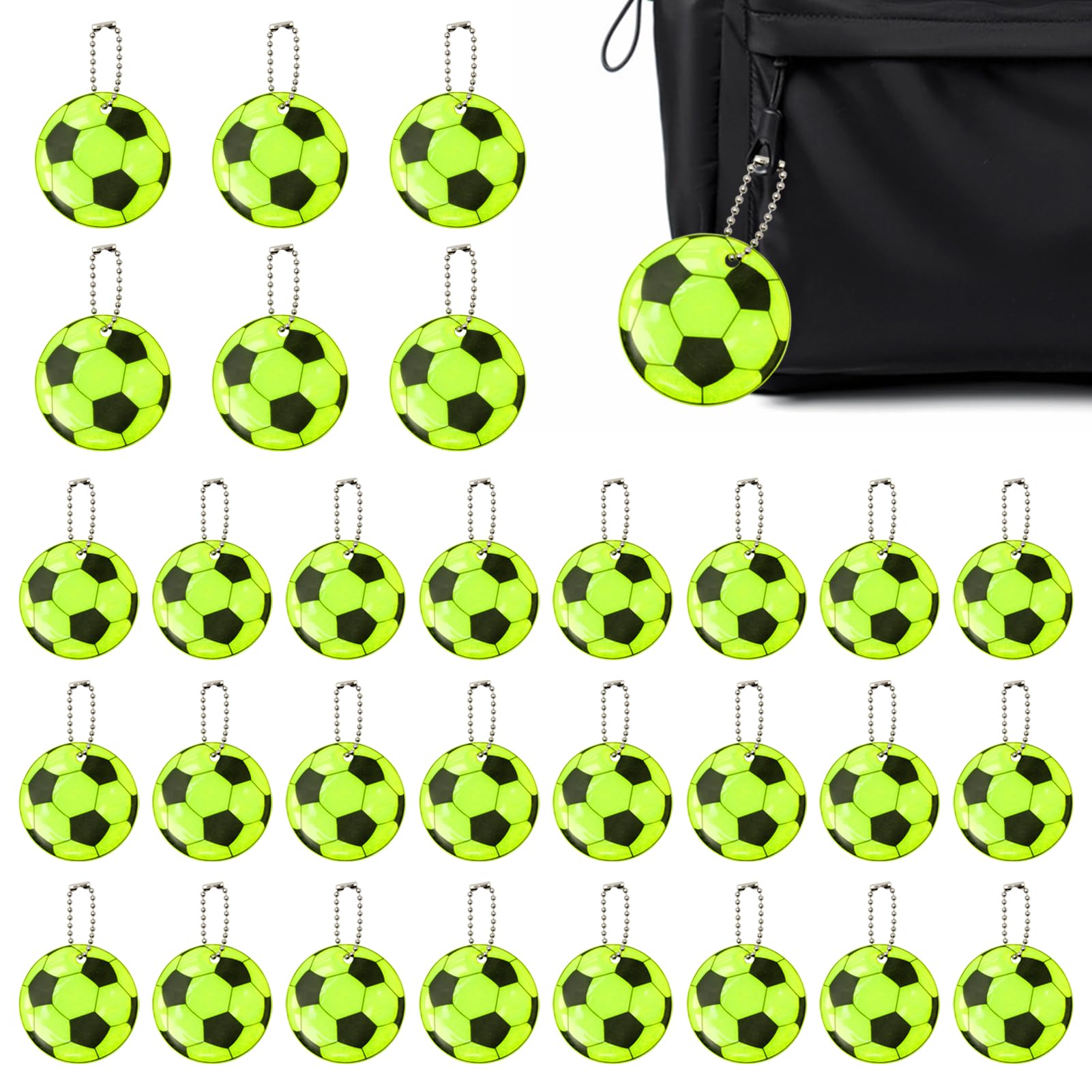 Molain 30 Stück Fußball Reflektor Anhänger - Sicherheits Reflektoren Für Rucksack & Kleidung