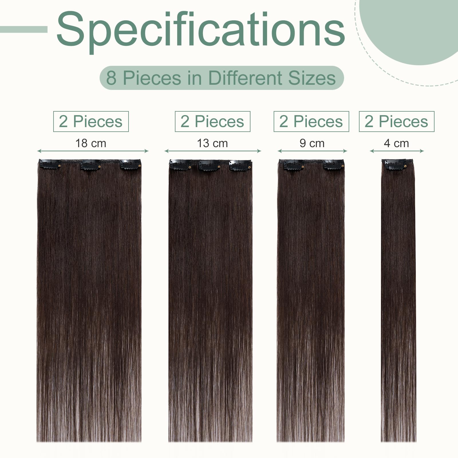Rich Choices Hair Extensions Clip in Human Hair Dark Brown 8 Inch Invisible Straight Remy Real Hair Extensions Clip in - Image 4