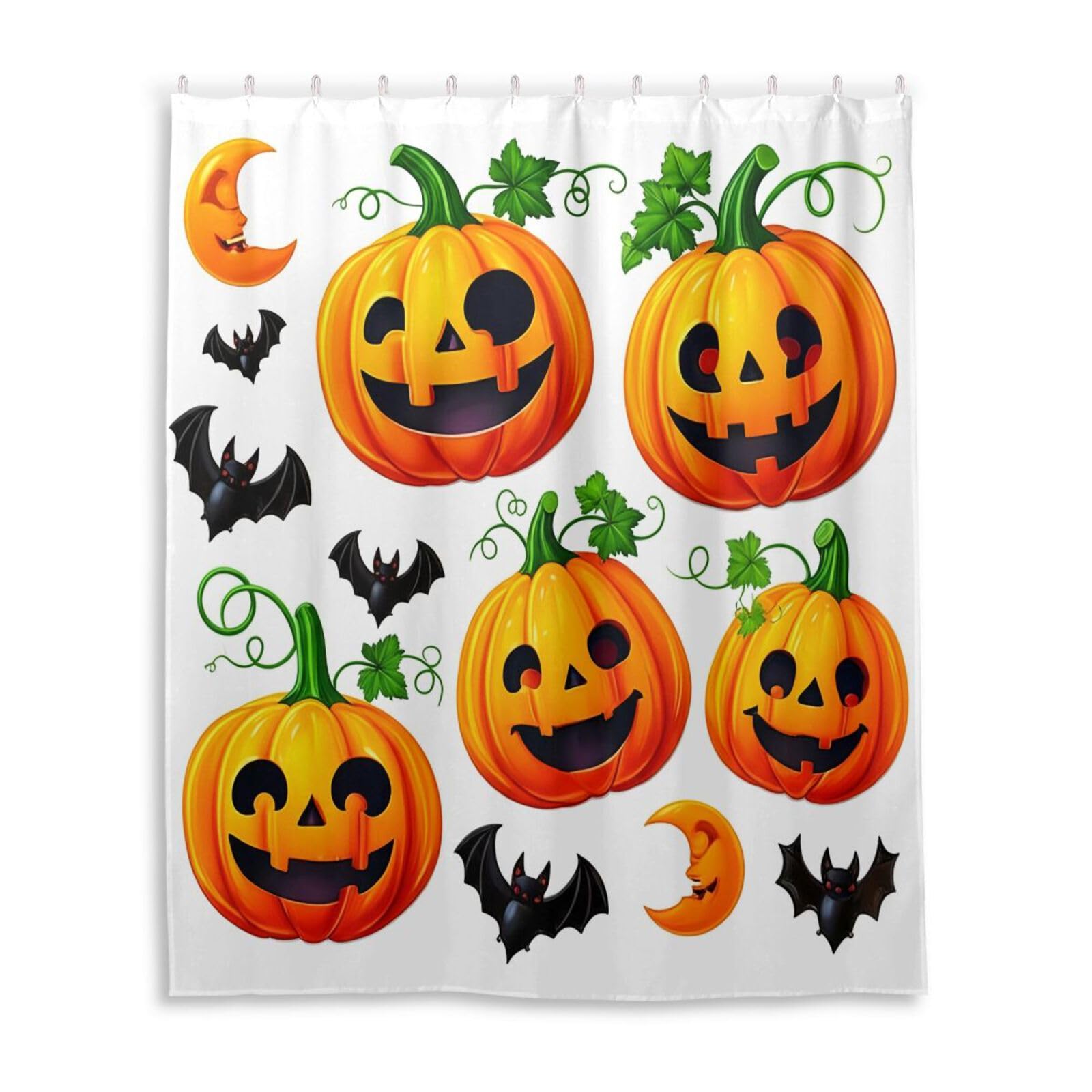 DUOBU Halloween Pumpkin Shower Curtain Washable Waterproof Fabric Bath Curtain 60x72Inch Shower Curtains with Hooks for Bathroom Decor