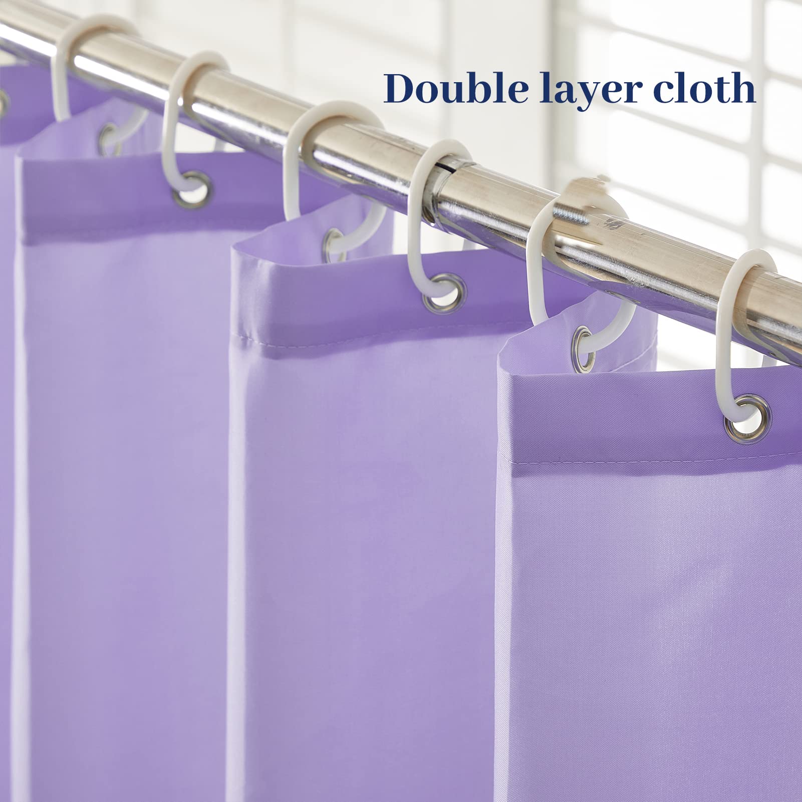 Furlinic Tenda Doccia Antimuffa Tessuto in Poliestere Grande Tende Doccia Impermeabile Lavabile Viola Tenda Vasca da Bagno con 12 Ganci 200x200cm.