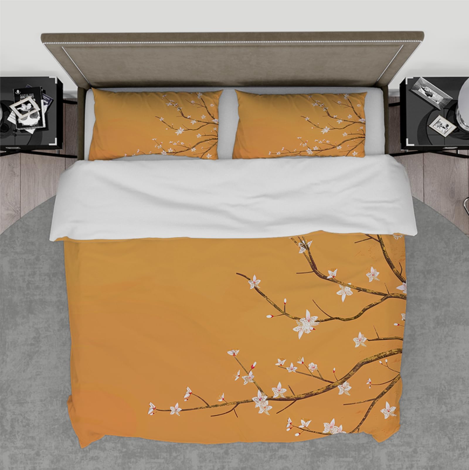 Housse de couette style chinois 240x260cm en microfibre douce et finitions haut de gamme