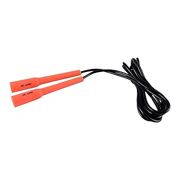 DE JURE FITNESS Adjustable Skipping Rope � Slim Handle, 275cm, Multiple Colors (Black-Orange)