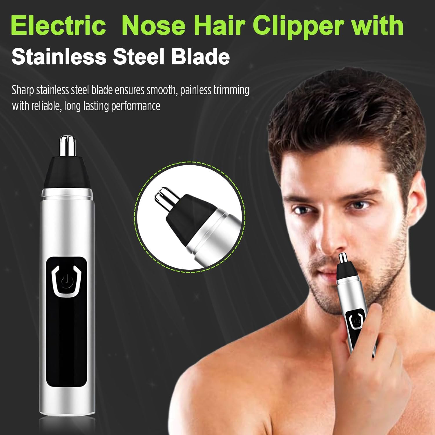 Nose Hair Trimmer for Men Women - Electric Nose Hair Clipper with Replaceable Stainless Steel Blade, Powerful 6500RPM Motor, Wet/Dry Use, Portable USB Rechargeable Design | Silver