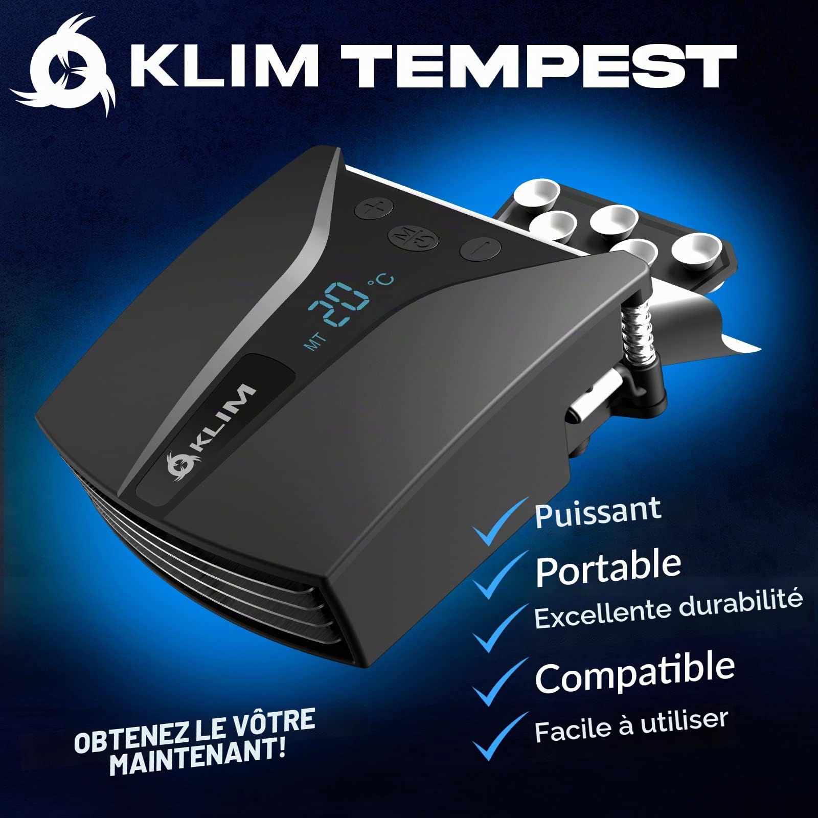 KLIM Tempest Refroidisseur PC Portable 4000 RPM Automatique Manuel