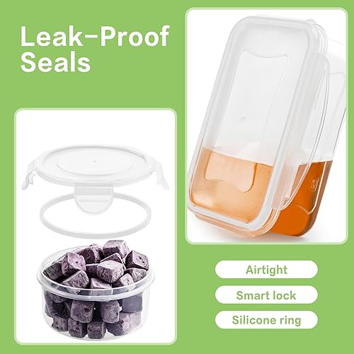 Miniatura 3 de HOMBERKING Juego de 32 recipientes de almacenamiento de alimentos con tapas a presión (16 tapas + 16 recipientes), recipientes de plástico