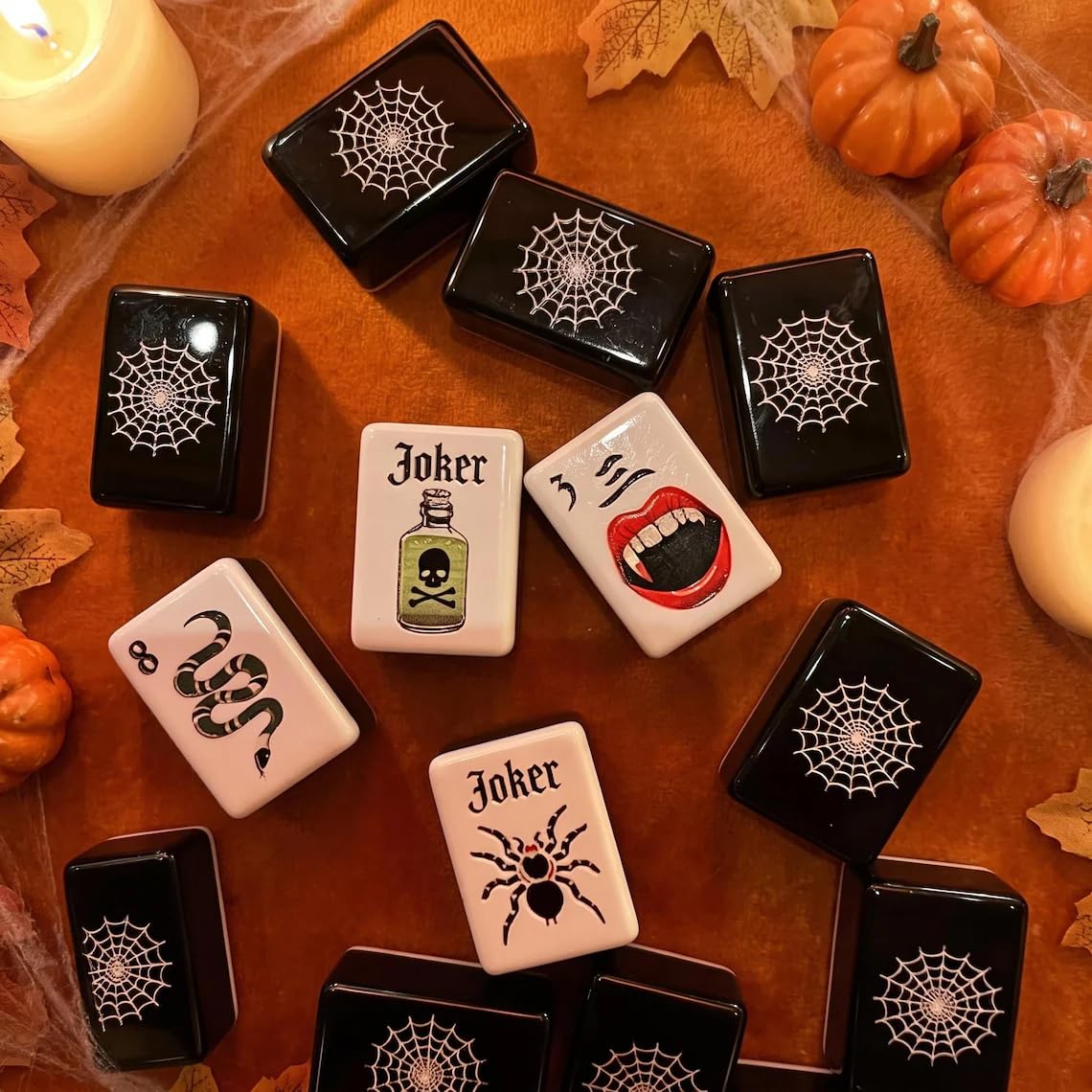 Halloween American Mahjong Set 160 Piastrelle | Spettrale gotico acrilico Mahjong regalo per feste, divertimento in famiglia e regalo