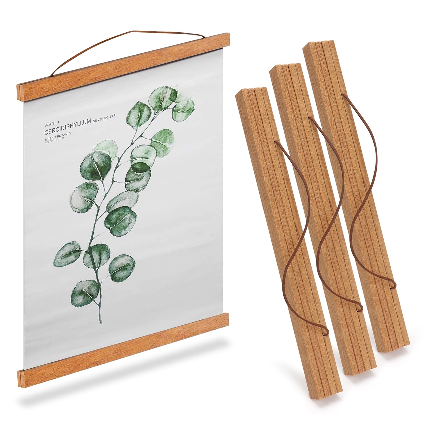 ZOLGINAH 3 Pezzi 31 Cm Supporti per Poster A3, Supporto Magnetico per Poster, Cornice in Legno di Teak per Appendere Poster