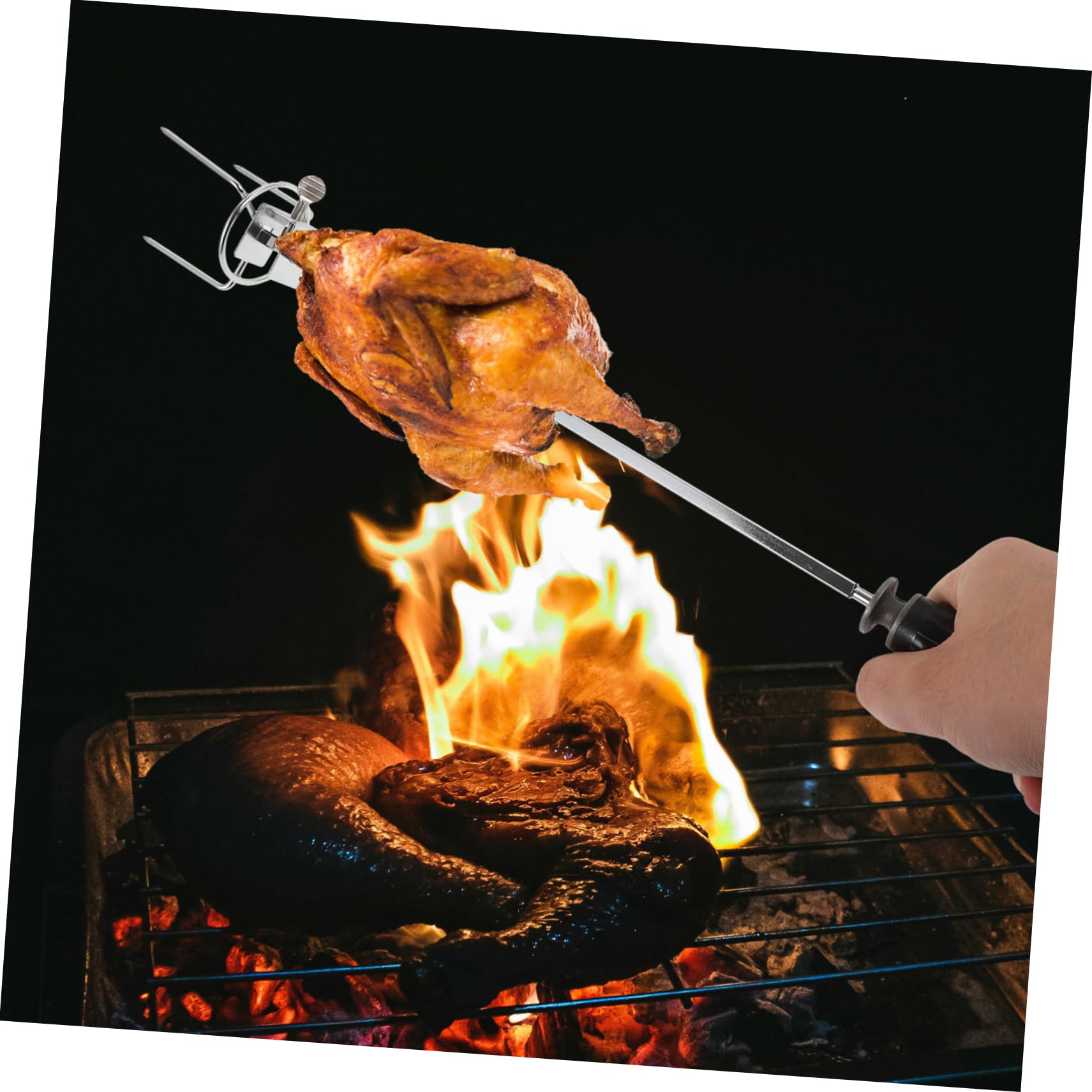 BESTonZON 2sets Forchette Per Arrosto Inossidabile Forchette Rotanti Per Bbq Accessori Per Friggitrice Ad Facili e Resistenti