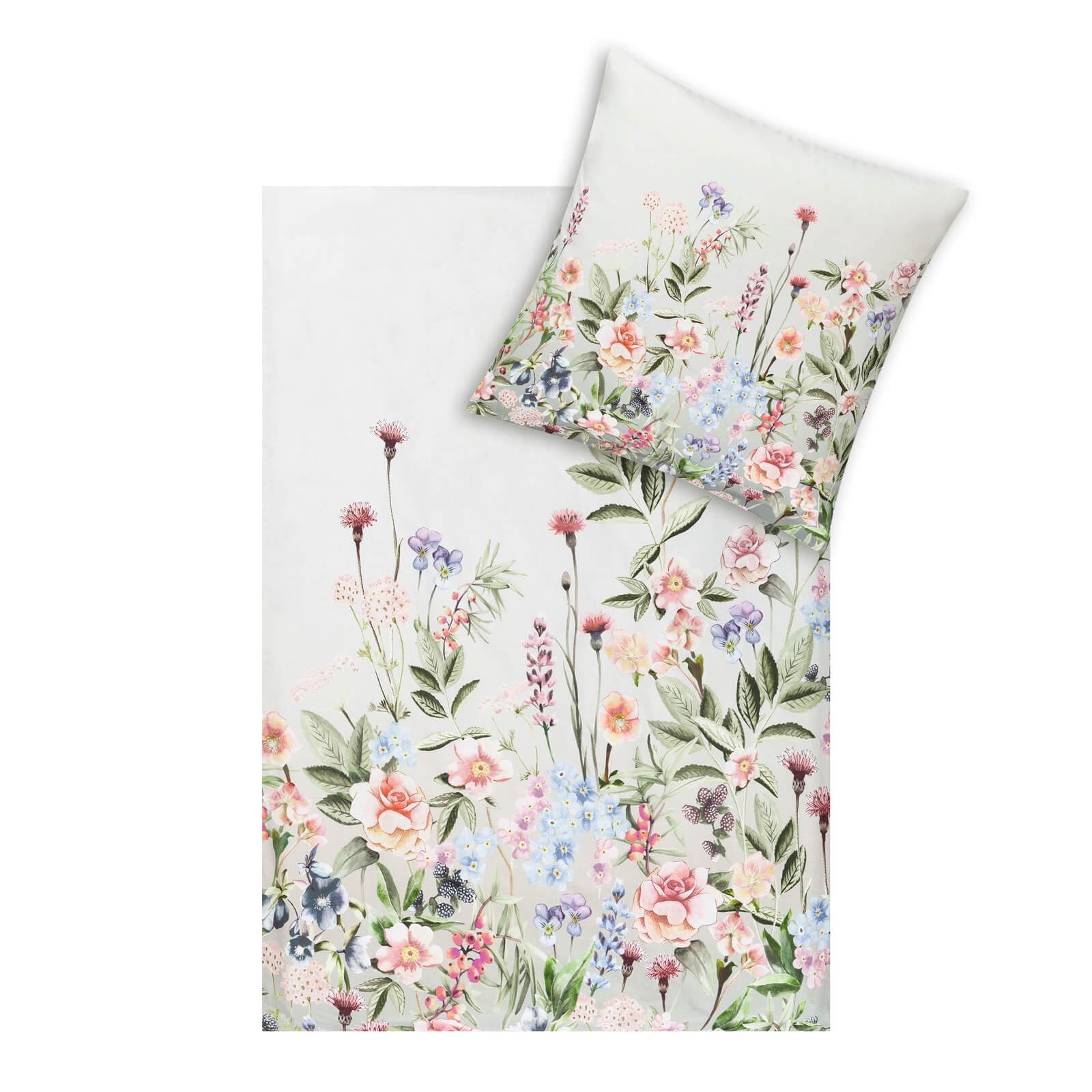 Estella Bettwäsche Nancy Mako-Satin grün Größe 135x200 cm (80x80 cm)