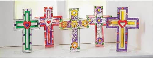 Miniatura 3 de Religious Paint Your Own Suncatchers - Manualidades para niños y actividades divertidas en el hogar (cruz con soporte)