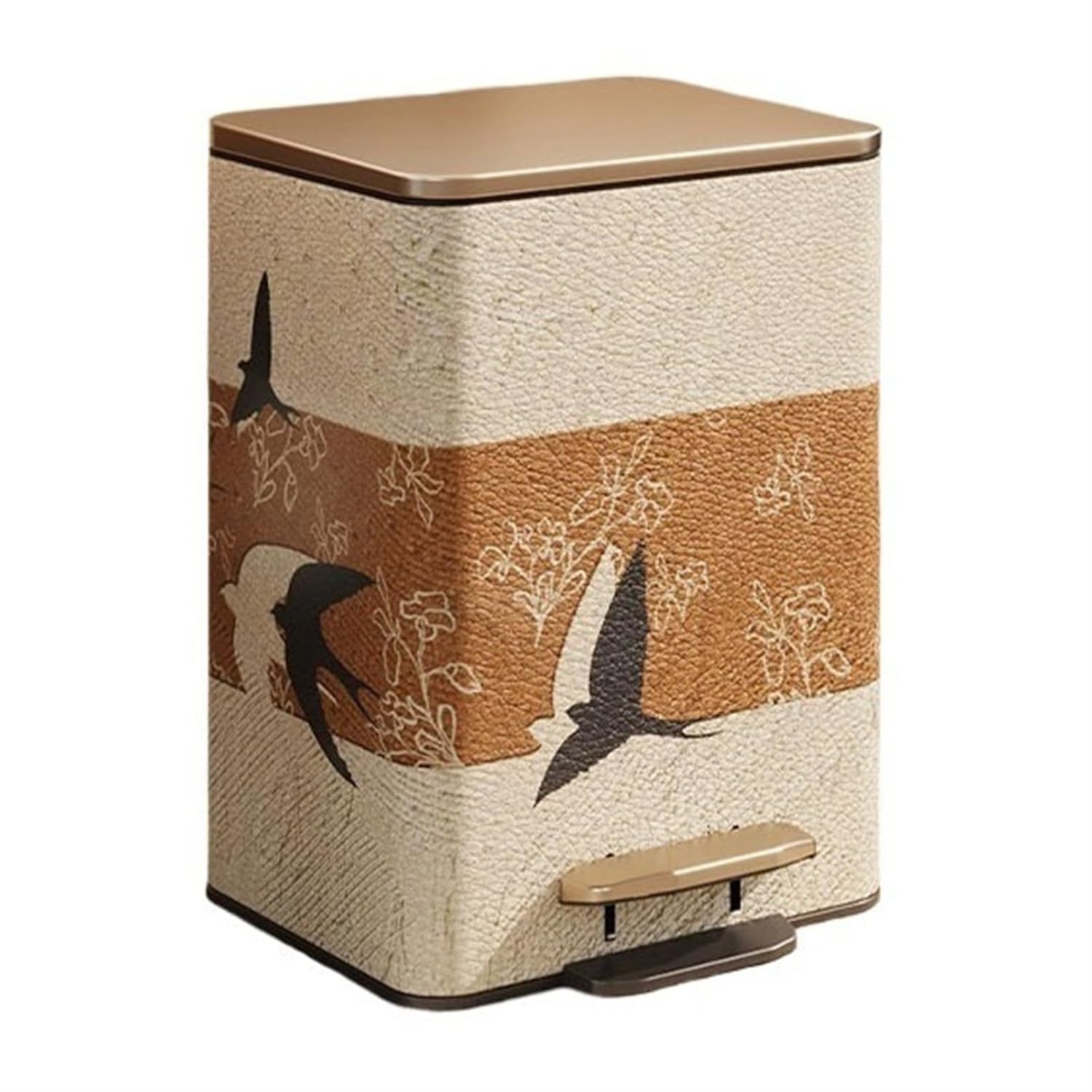 Garbage Can Vintage Leather Trash Can with Lid 9 12 Liter Square Step Pedal Trash Can with Removable