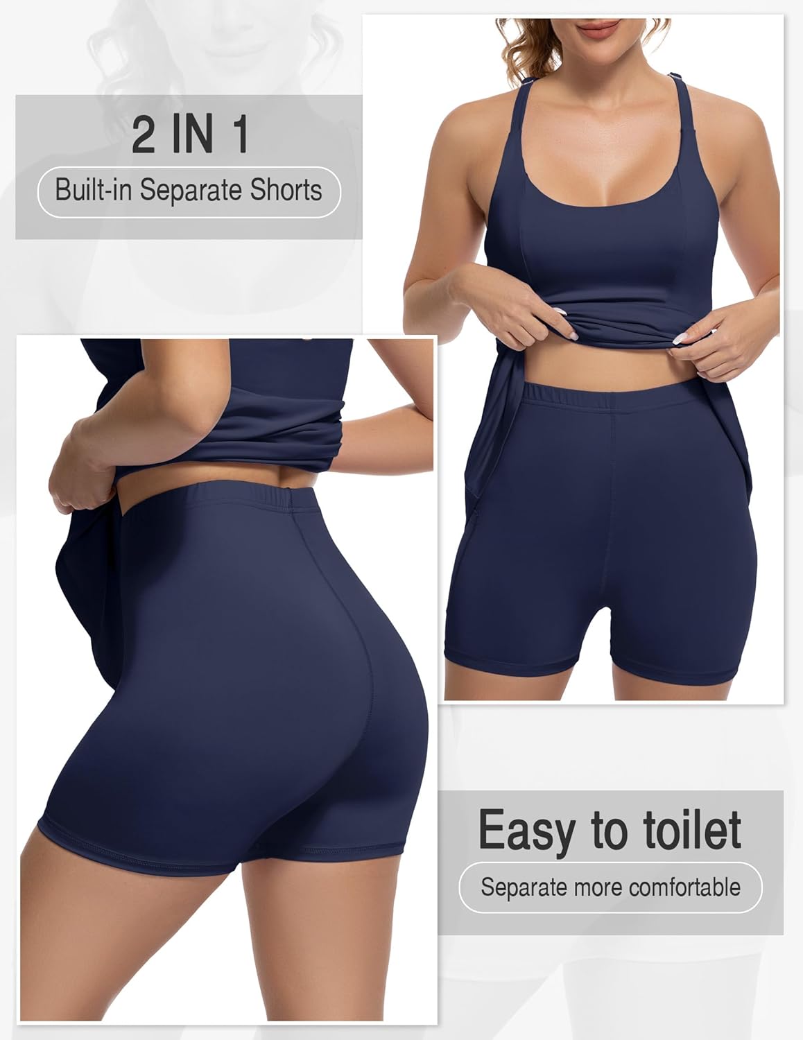 Tennis Dress for Women Athletic Golf Dress with Shorts and Pockets Backless Workout Dress with Adjustable Straps - Image 3