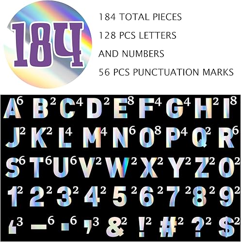 Miniatura 2 de Seajan Paquete de 184 calcomanías adhesivas reflectantes de letras de números, 6 pulgadas, letras gigantes grandes, telón de fondo, de vinilo