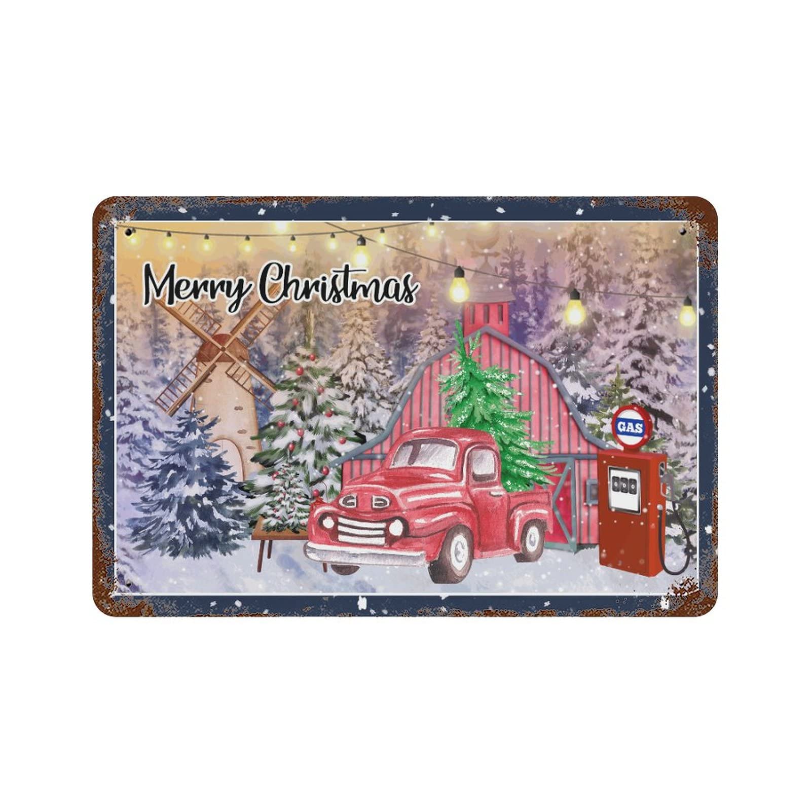 Panneau en métal Merry Christmas durable pour déco murale unie