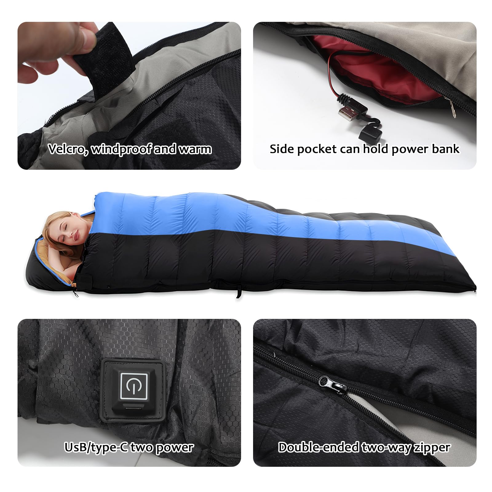 Longzhuo Beheizbarer Winter-Schlafsack bis -20C: Deckenschlafsack,  Leichter Winterschlafsack fr Erwachsene & Kinder  Warm, Tragbar fr  Outdoor Camping mit Wrmeisolierung : Amazon.de: Sport & Freizeit