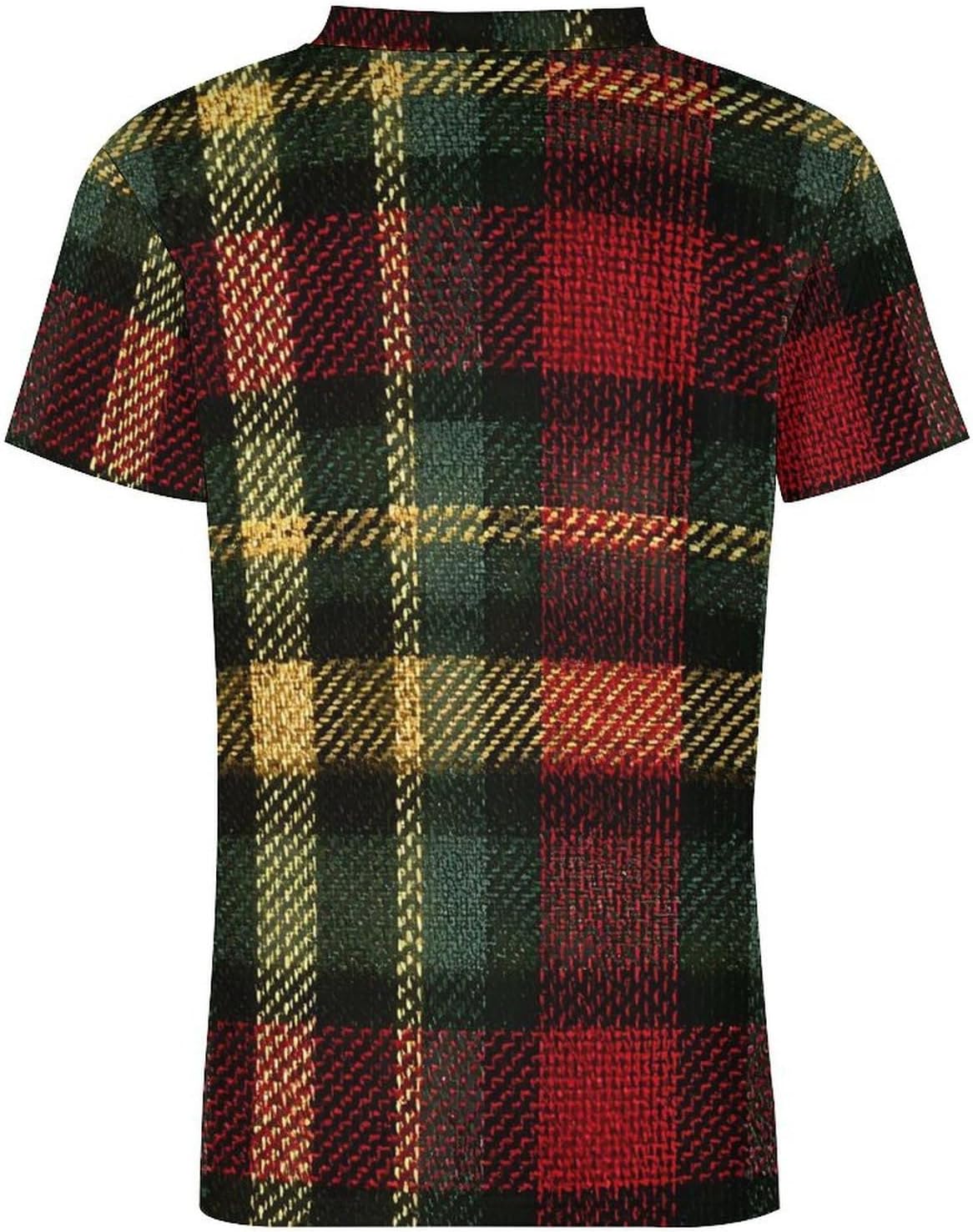 Tartan Plaid Red Green Personalized Soccer Jersey Mens T-Shirts Sports Tops | Breathable Mesh Football Fan Custom Uniform Summer Short Sleeve V-neck