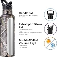 Vista 4 de Botellas de agua de acero inoxidable aisladas, botella de agua de doble pared con popote, botella aislada al vacío que mantiene el frío 24 horas