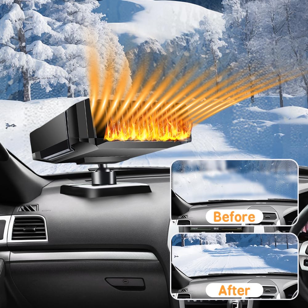 Chauffage de voiture Baceyong, ventilateur de refroidissement de chauffage de voiture 2 en 1 12V 300W - Dégivreur de dégivrage à chauffage rapide
