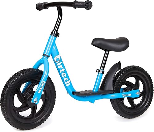 Birtech Bicicleta de equilibrio para niños de 2 a 6 años, bicicleta de entrenamiento sin pedal de 12 pulgadas con altura de asiento ajustable,