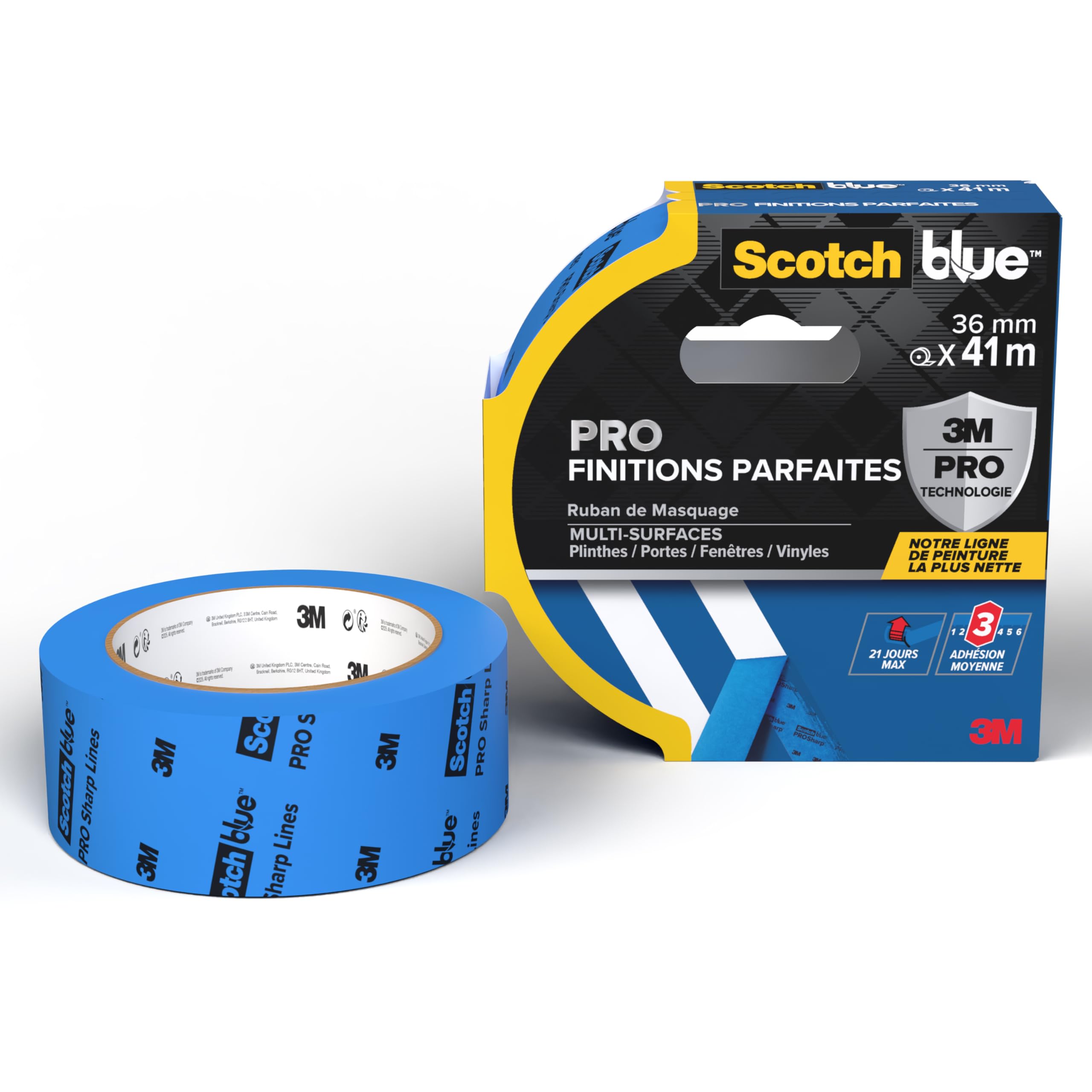 ScotchBlue Ruban de Masquage 36 mm x 41 m Bords Nets Intérieur Extérieur