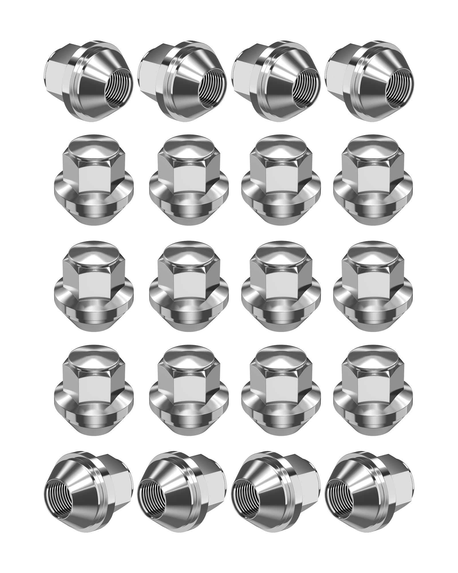 RUIZHI 20 pcs Alloy Wheel Nuts - M12x1.5 | 19mm Hex with Taper Washer - High-Strength Lug Nuts Compatible with Ford F-150/Escort, Ford Fiesta Focus Fusion, for Lincoln (Set)