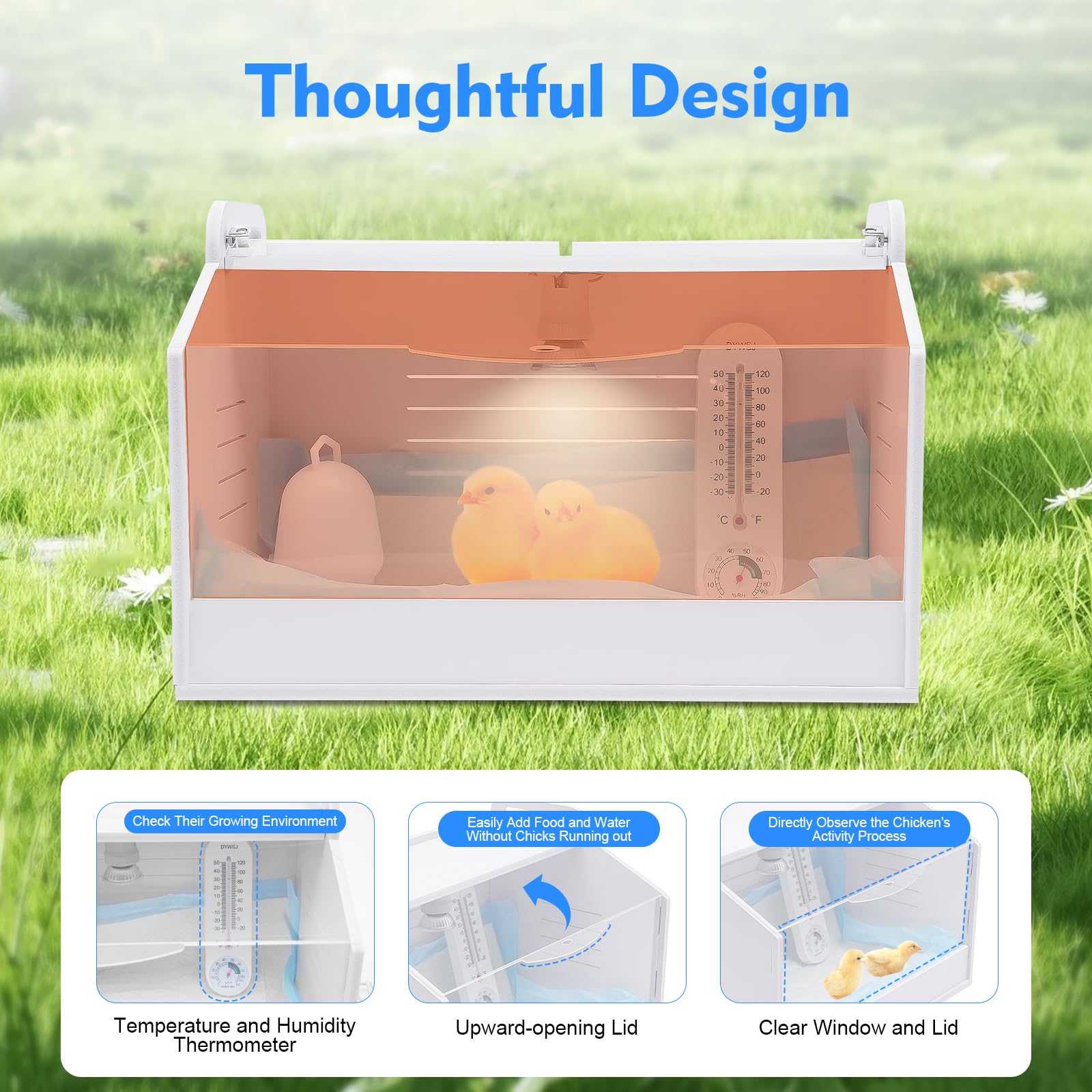 Caja De Cría De Pollitos,220V Incubadora Breeding Box Breeder Máquina De Criador De Pollo Totalmente Automática Con Termómetro,Para Reptiles De Aves De Coral
