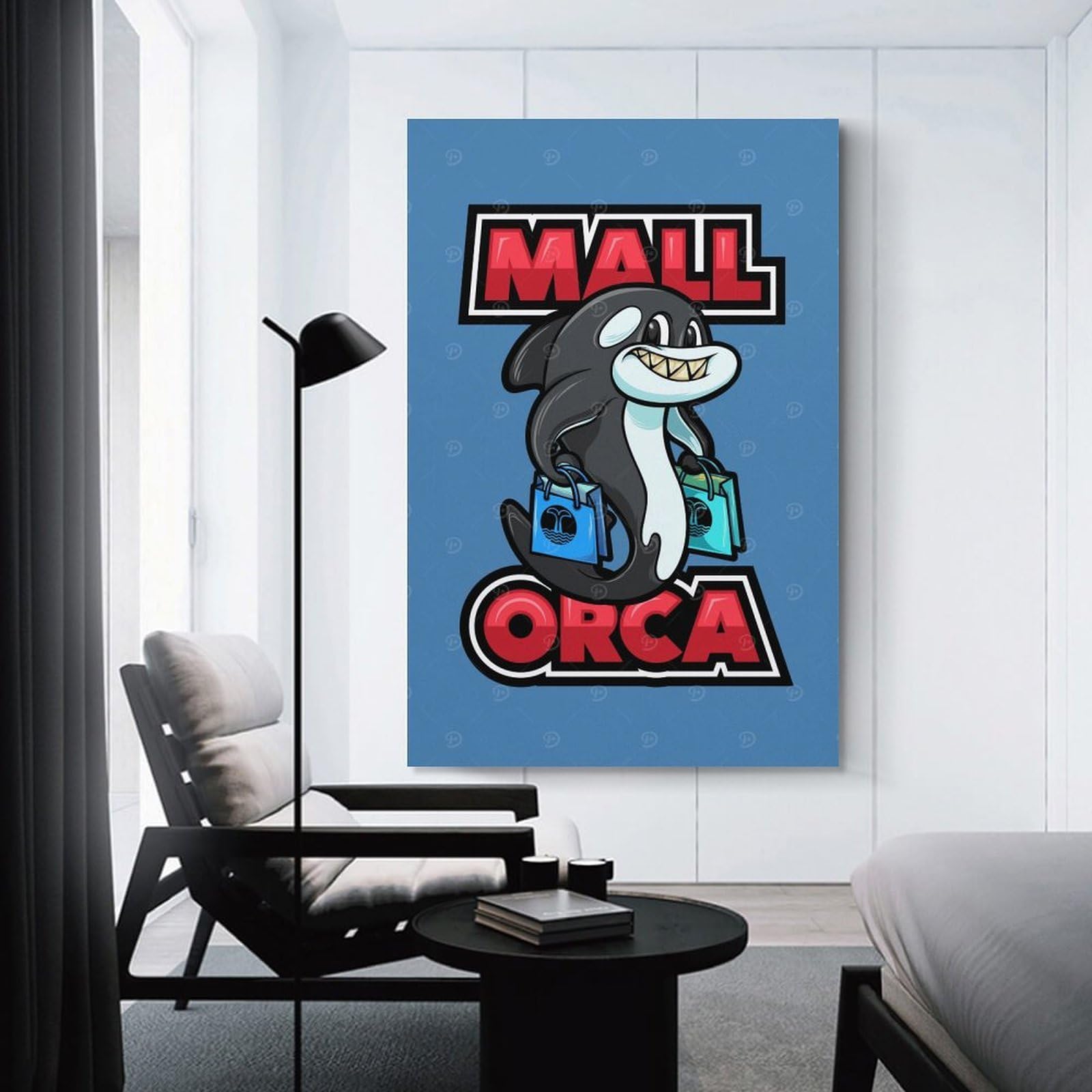 Junmoney Unframe-Style-10 Canvas Wall Picture Orca Whale T-Shirt Design, 20X30inch(50X75cm), For Bedroom, Lounge Or Dressing Area, Stylish Decor For A Restful Room Update