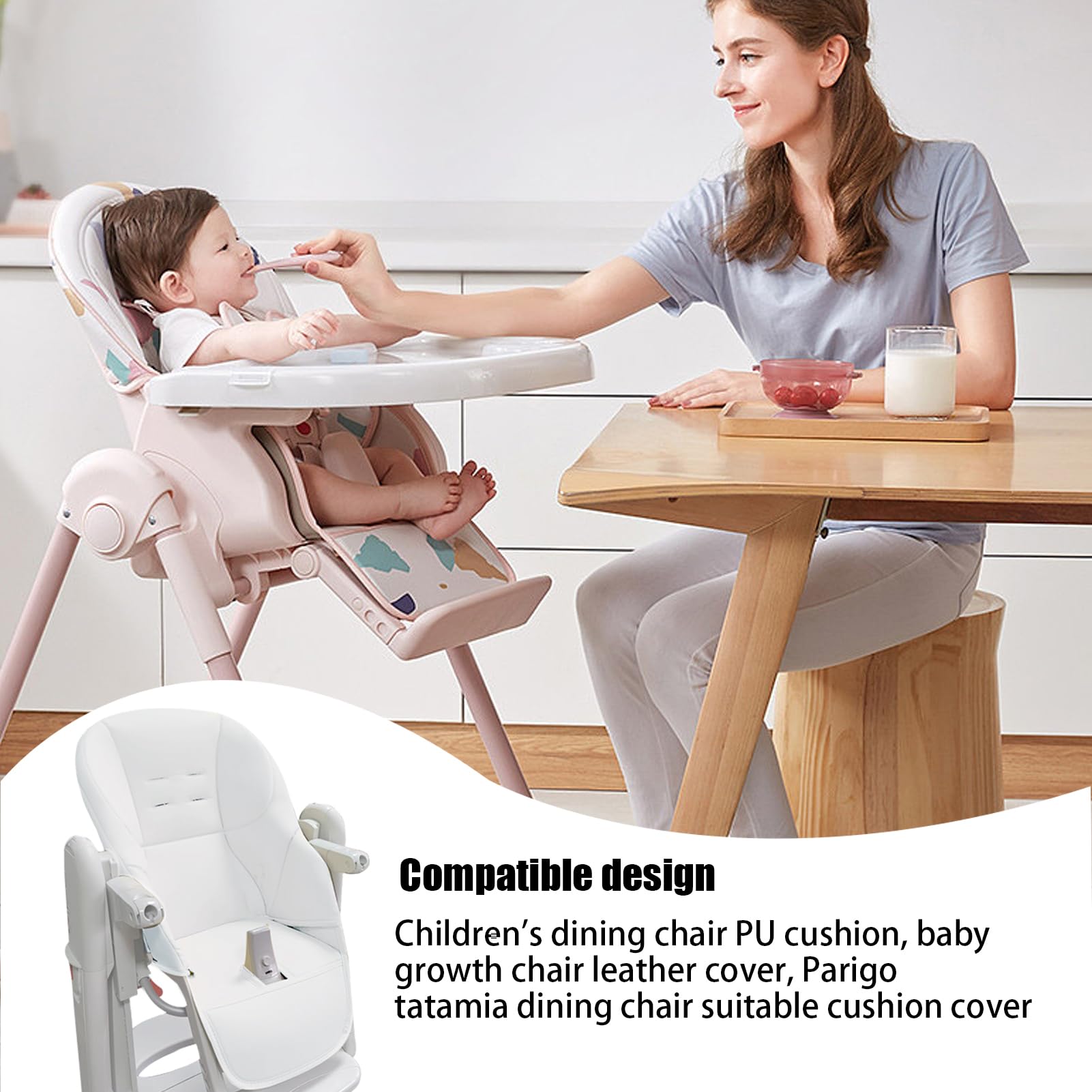 Fodera per sedia da pranzo per bambini, imbottitura per seggiolone in pelle PU, comoda fodera per cuscino per seggiolone per bambini Fodera ricambio per inserto per seggiolone per Peg Perego Tatamia