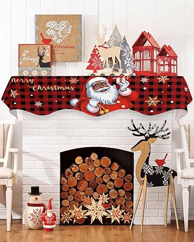 Miniatura 7 de Daleng Bufanda de repisa de camión de Navidad con muñeco de nieve para chimenea de 70 x 17 pulgadas, bola de Navidad, copos de nieve, decoración