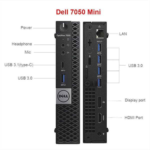 DELL Optiplex 7050 Tiny Mini Pc i5 7th | Ram 8 Gb | Ssd 256 Gb | Display Port | Hdmi | Wifi Usb | Windows 11 Pro + Libre Office (Ricondizionato) - 2