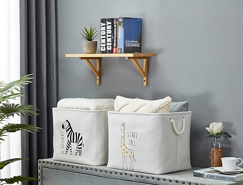 Miniatura 2 de DECOMOMO Cestas de almacenamiento para estantes, contenedor de almacenamiento de lona de 40 L para decoración de guardería, ropa de bebé, juguetes