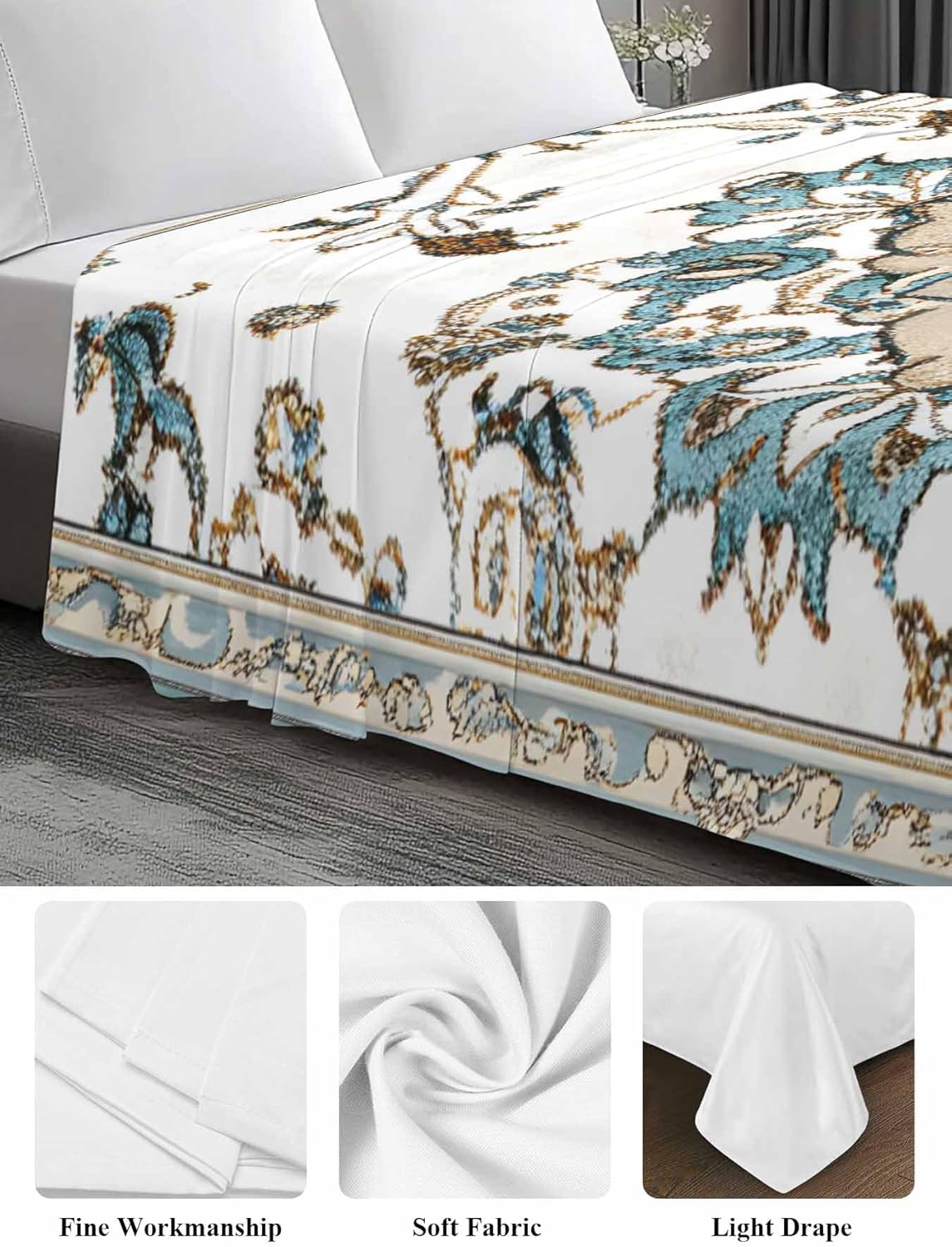 Top Sheet Queen Bedding Flat Sheet Only, Bohemia Native Farmhouse Flower Microfiber Bed Sheets Soft Breathable Bedding Flat Sheets, Abstract Retro Tribal Hotel Luxury Top Sheets