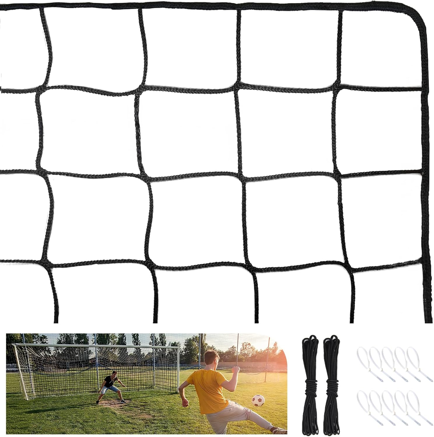 Soccer Net, Soccer Barrier Net,Heavy Duty Nylon Netting Easy to Install Nylon Soccer Practice Sports Netting for Basketball, Hockey and Football