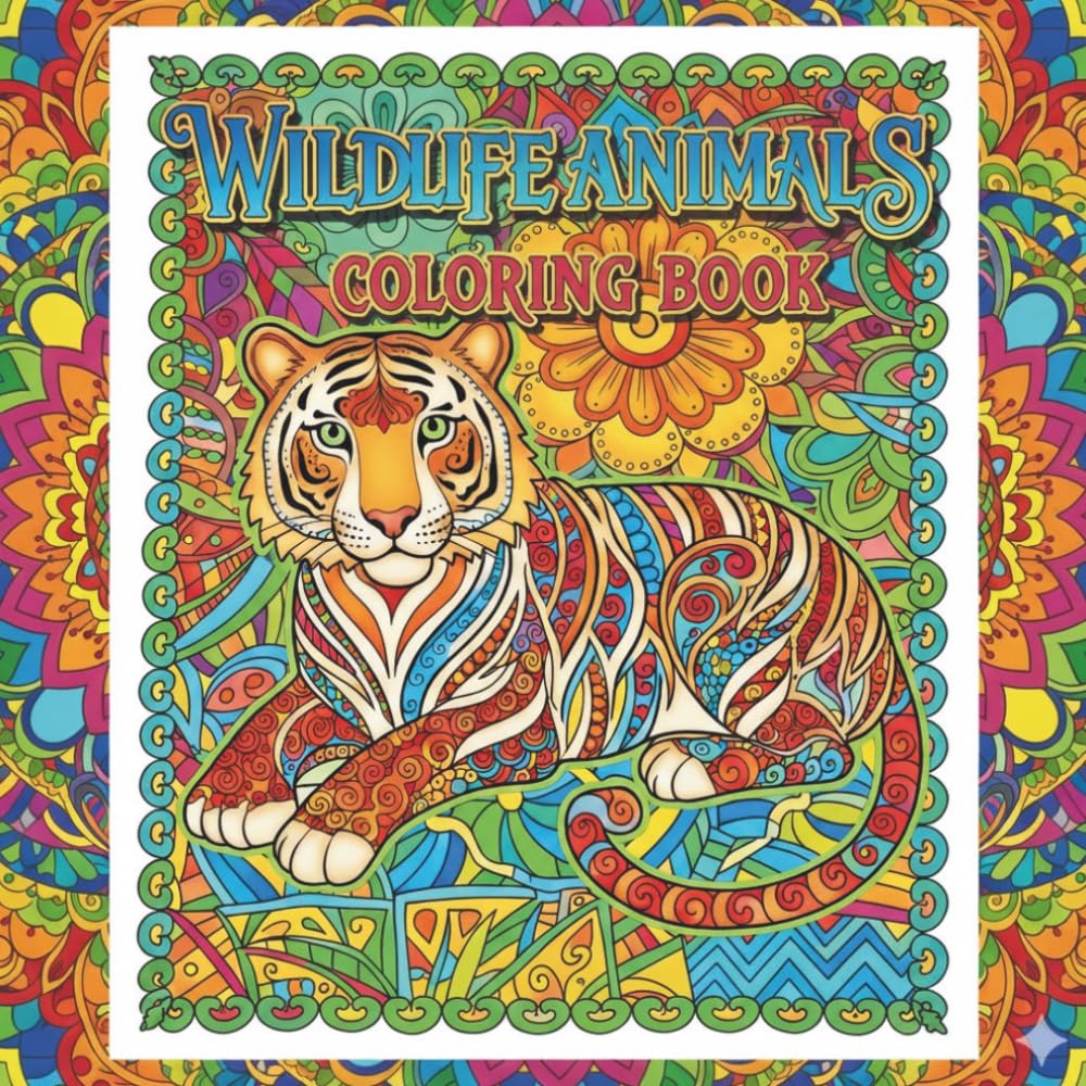 Wildlife Animals: A 50-Page Coloring book of Animals for Adults and Teens to Explore.