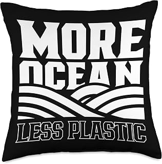 More ocean less plastic Pollution Garbage Waste Environment Throw Pillow
