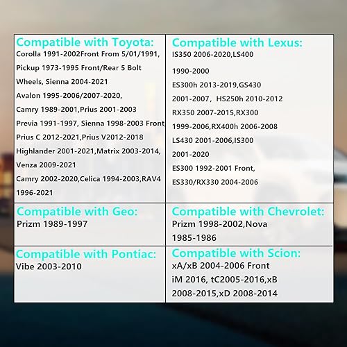 Vista 4 de 6 pernos de rueda de 1.929 in de largo y pernos de acero M12x1.5, accesorios de automóvil compatibles con Chevrolet Lexus Toyota Scion Pontiac